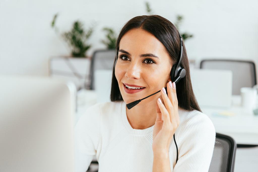 An employee taking a customer call.